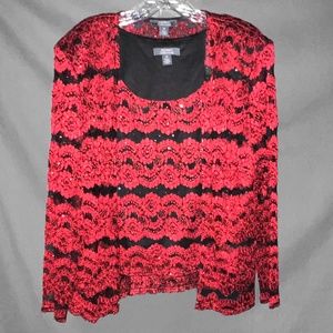 Two Piece Red Lace Top / Jacket
